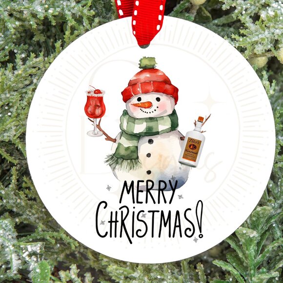 Merry Christmas Cocktail Titos Snowman Christmas Ornament NEW Personalization - Picture 1 of 1